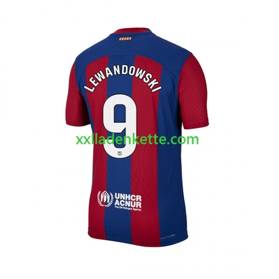 Fußballtrikot FC Barcelona Robert Lewandowski 9 Herren Heim 2023-2024 Kurzarm