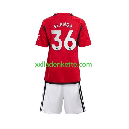 Fußballtrikot Manchester United Anthony Elanga 36 Kinder Heim 2023-2024 Kurzarm
