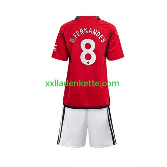 Fußballtrikot Manchester United B.Fernandes 8 Kinder Heim 2023-2024 Kurzarm