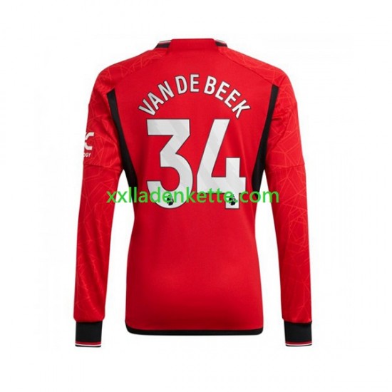 Fußballtrikot Manchester United Donny van de Beek 34 Herren Heim 2023-2024 Langarm