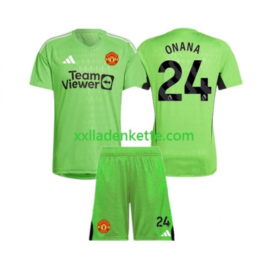 Fußballtrikot Manchester United Andre Onana 24 Torwart Kinder Heim 2023-2024 Kurzarm