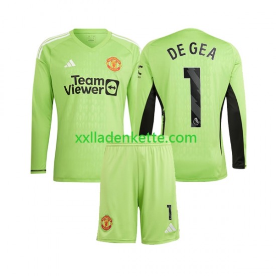 Fußballtrikot Manchester United De Gea 1 Torwart Kinder Heim 2023-2024 Langarm