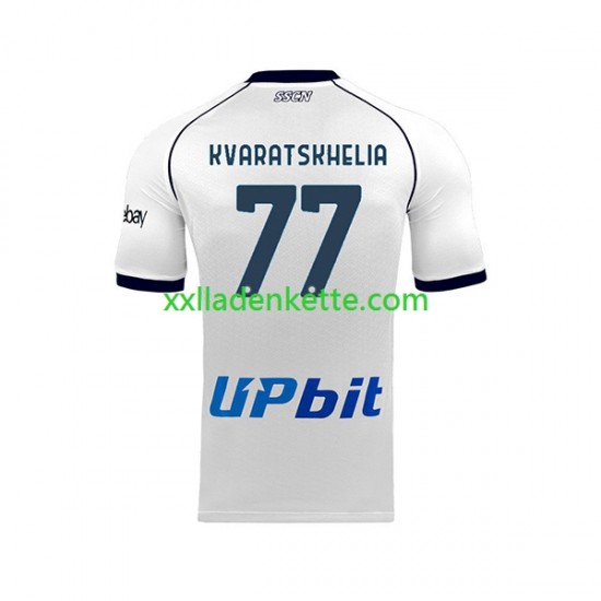 Fußballtrikot SSC Neaples Khvicha Kvaratskhelia 77 Herren Auswärts 2023-2024 Kurzarm