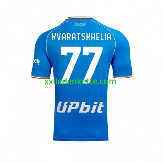 Fußballtrikot SSC Neaples Khvicha Kvaratskhelia 77 Herren Heim 2023-2024 Kurzarm