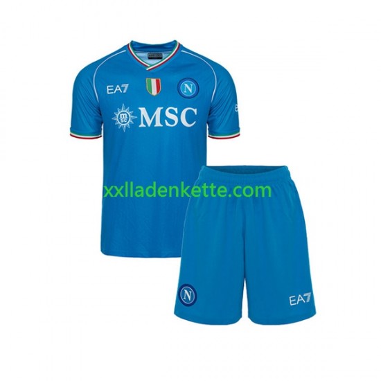 Fußballtrikot SSC Neaples Kinder Heim 2023-2024 Kurzarm