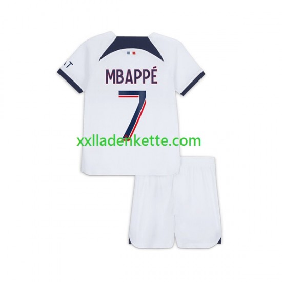 Fußballtrikot Paris Saint-Germain Mbappé Kylian 7 Kinder Auswärts 2023-2024 Kurzarm