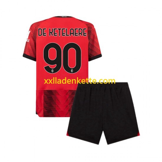 Fußballtrikot AC Mailand Charles De Ketelaere 90 Kinder Heim 2023-2024 Kurzarm