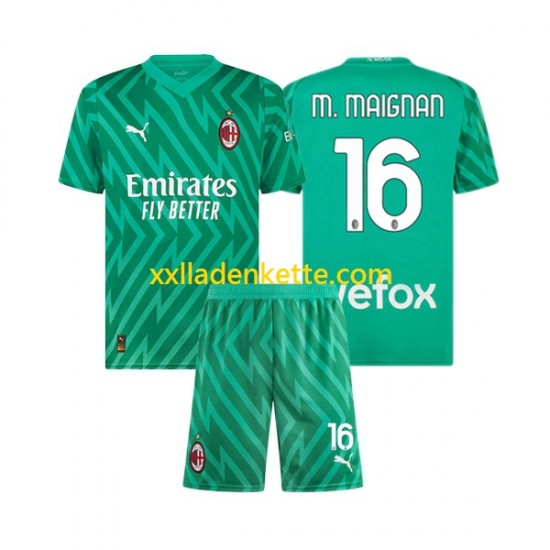 Fußballtrikot AC Mailand Mike Maignan 16 Torwart Kinder Heim 2023-2024 Kurzarm