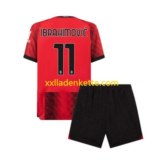 Fußballtrikot AC Mailand Ibrahimović 11 Kinder Heim 2023-2024 Kurzarm