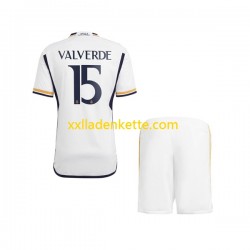 Fußballtrikot Real Madrid Federico Valverde 15 Kinder Heim 2023-2024 Kurzarm