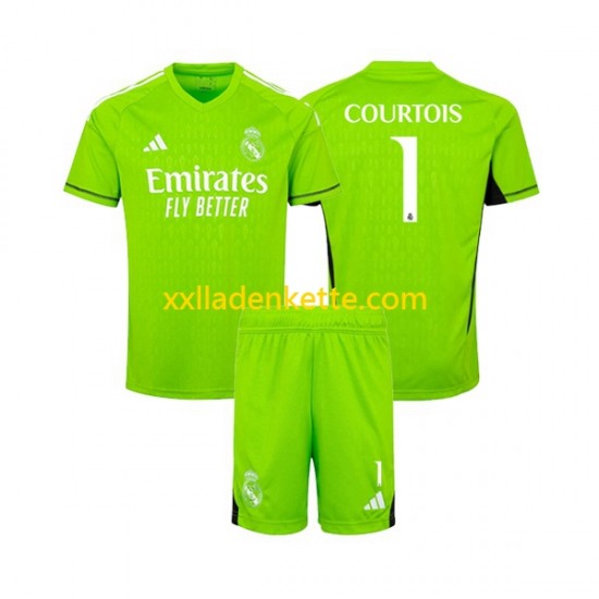 Fußballtrikot Real Madrid Thibaut Courtois 1 Torwart Kinder Heim 2023-2024 Kurzarm