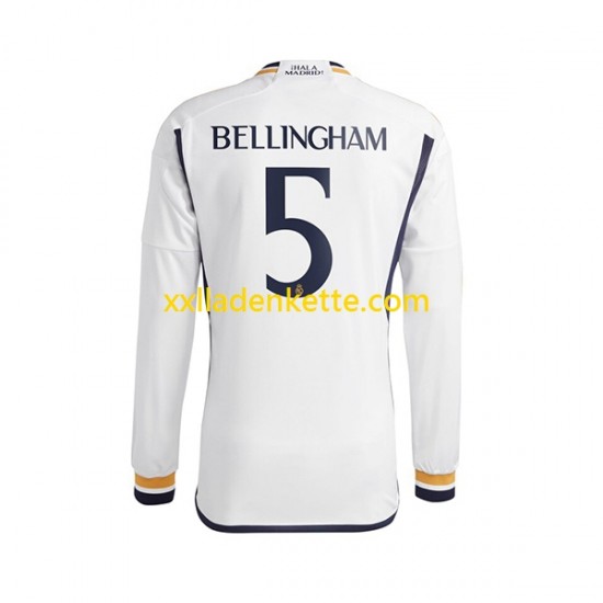 Fußballtrikot Real Madrid Jude Bellingham 5 Herren Heim 2023-2024 Langarm