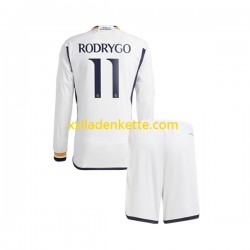 Fußballtrikot Real Madrid Rodrygo Goes 11 Kinder Heim 2023-2024 Langarm