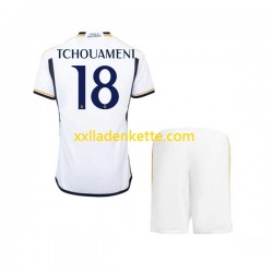 Fußballtrikot Real Madrid TCHOUAMENI 18 Kinder Heim 2023-2024 Kurzarm