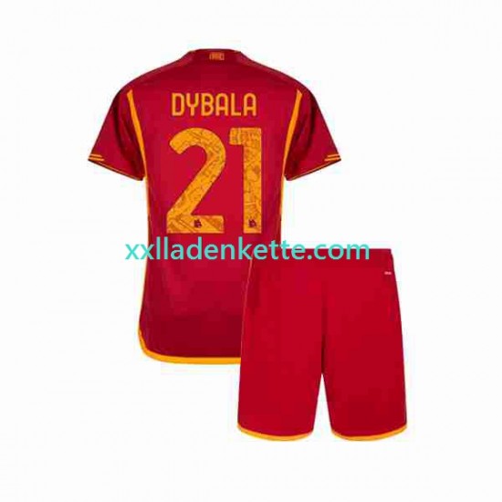 Fußballtrikot AS Rom Paulo Dybala 21 Kinder Heim 2023-2024 Kurzarm