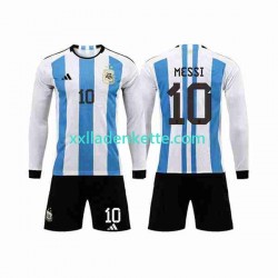 Fußballtrikot Argentinien 3 Stars Lionel Messi 10 Kinder Heim World Cup 2022 Langarm