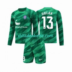 Fußballtrikot Atlético Madrid Jan Oblak 13 Torwart Kinder Auswärts 2023-2024 Langarm