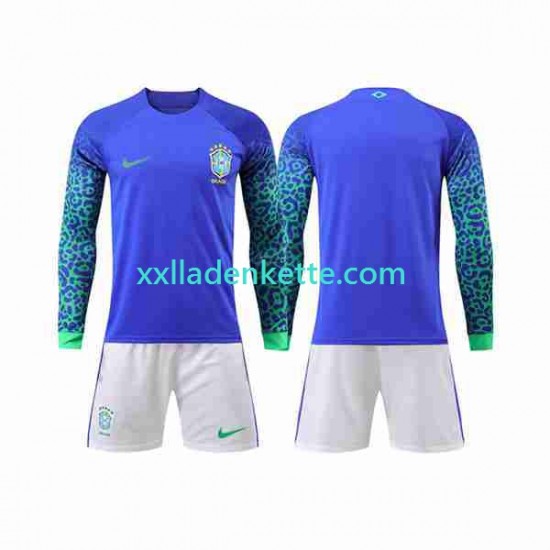Fußballtrikot Brasilien Kinder Auswärts World Cup 2022 Langarm