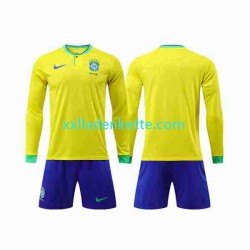 Fußballtrikot Brasilien Kinder Heim World Cup 2022 Langarm