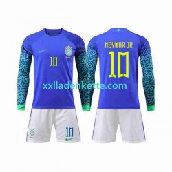 Fußballtrikot Brasilien Neymar Jr 10 Kinder Auswärts World Cup 2022 Langarm