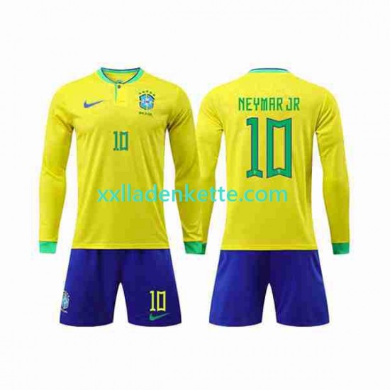 Fußballtrikot Brasilien Neymar Jr 10 Kinder Heim World Cup 2022 Langarm