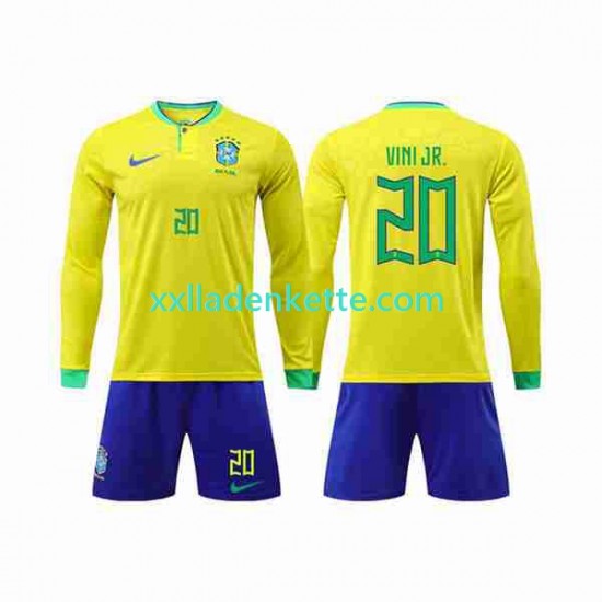 Fußballtrikot Brasilien Vinicius Junior 20 Kinder Heim World Cup 2022 Langarm