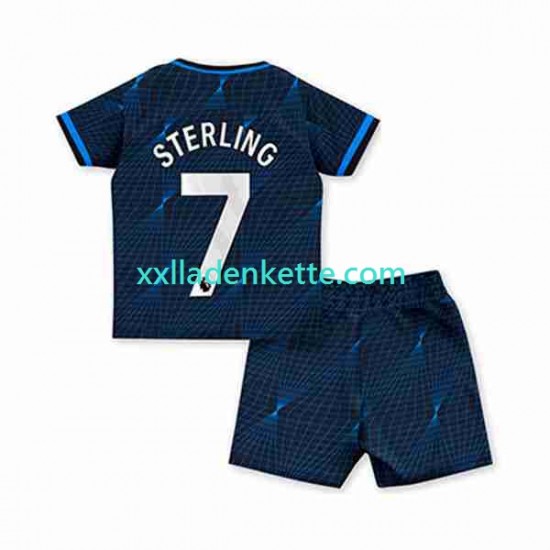 Fußballtrikot Chelsea Raheem Sterling 7 Kinder Auswärts 2023-2024 Kurzarm