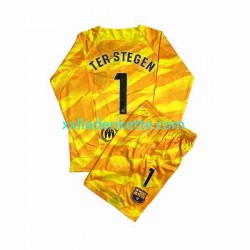 Fußballtrikot FC Barcelona Ter Stegen 1 Torwart Kinder Viertes 2023-2024 Langarm