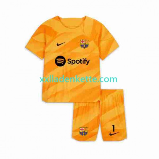 Fußballtrikot FC Barcelona Ter Stegen 1 Torwart Kinder Viertes 2023-2024 Kurzarm