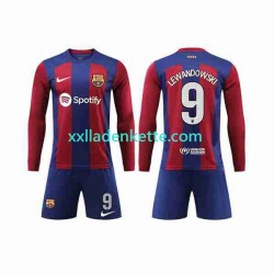 Fußballtrikot FC Barcelona LEWANDOWSKI 9 Kinder Heim 2023-2024 Langarm