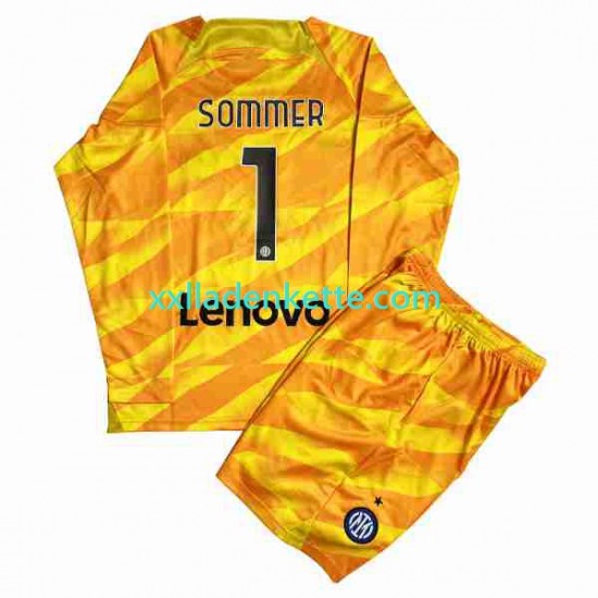 Fußballtrikot Inter Mailand Sommer 1 Torwart Kinder Heim 2023-2024 Langarm