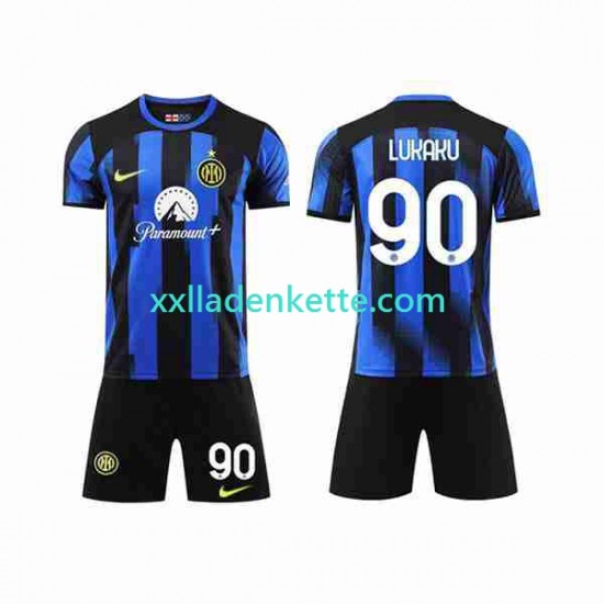 Fußballtrikot Inter Mailand Lukaku 90 Kinder Heim 2023-2024 Kurzarm