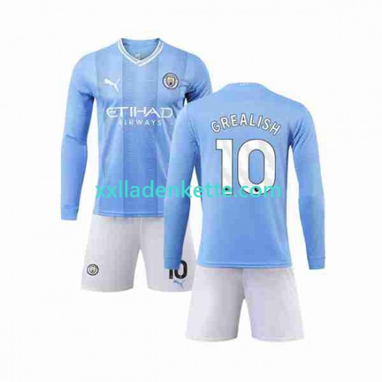 Fußballtrikot Manchester City Grealish 10 Kinder Heim 2023-2024 Langarm