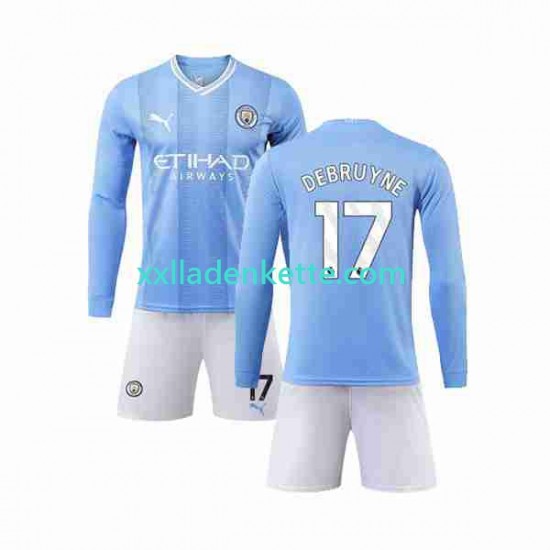 Fußballtrikot Manchester City Kevin De Bruyne 17 Kinder Heim 2023-2024 Langarm