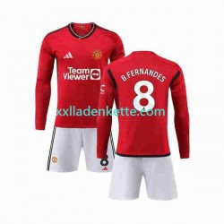 Fußballtrikot Manchester United B Fernandes 8 Kinder Heim 2023-2024 Langarm