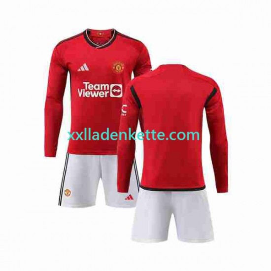 Fußballtrikot Manchester United Kinder Heim 2023-2024 Langarm