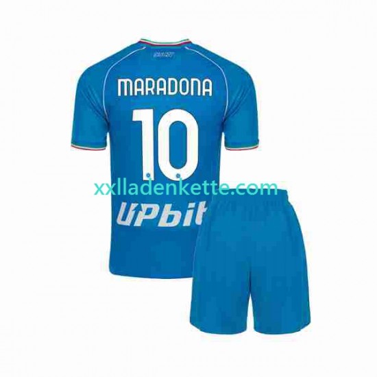 Fußballtrikot SSC Neaples Maradona 10 Kinder Heim 2023-2024 Kurzarm