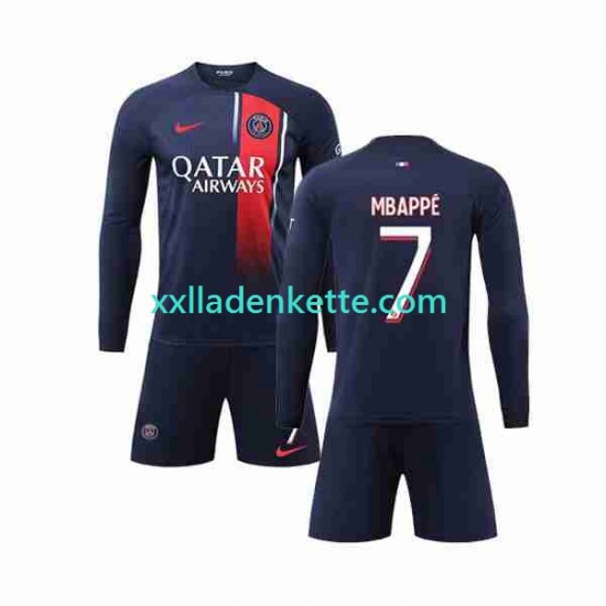 Fußballtrikot Paris Saint-Germain Mbappé Kylian 7 Kinder Heim 2023-2024 Langarm