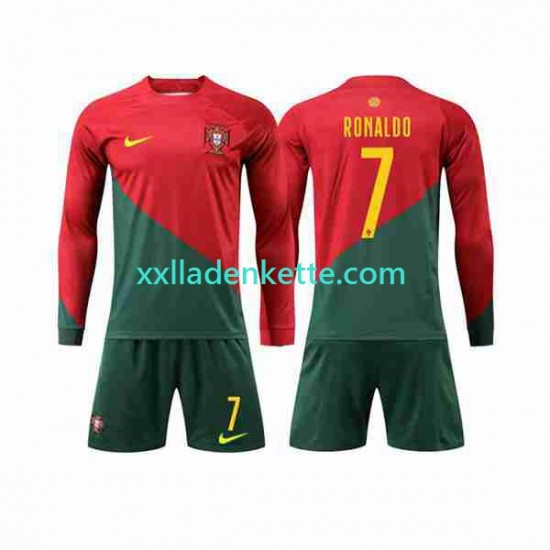 Fußballtrikot Portugal Ronaldo 7 Kinder Heim World Cup 2022 Langarm