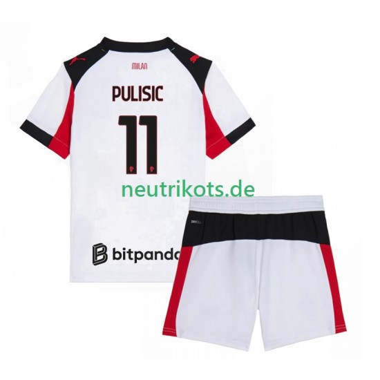 Fußballtrikot AC Mailand Christian Pulisic 11 Kinder Auswärts 2025-2026 Kurzarm