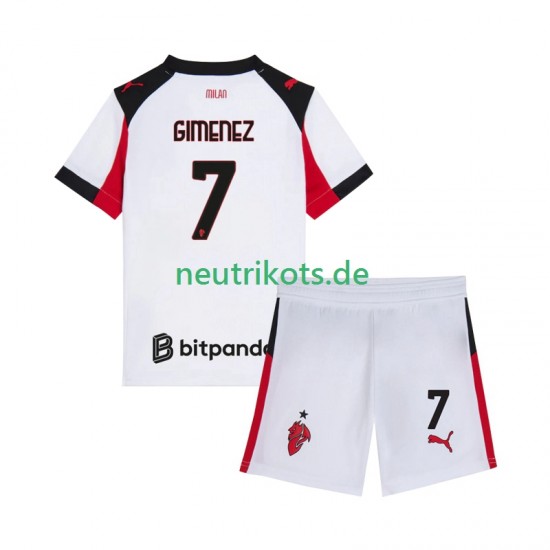 Fußballtrikot AC Mailand Santiago Gimenez 7 Kinder Auswärts 2025-2026 Kurzarm
