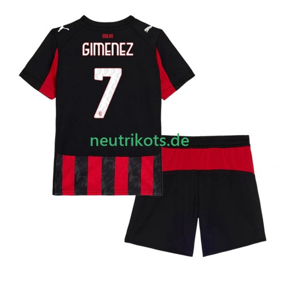 Fußballtrikot AC Mailand Santiago Gimenez 7 Kinder Heim 2025-2026 Kurzarm