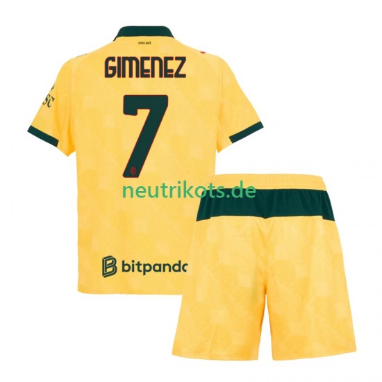 Fußballtrikot AC Mailand Santiago Gimenez 7 Kinder Ausweich 2025-2026 Kurzarm