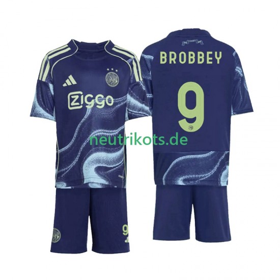 Fußballtrikot Ajax Amsterdam Brian Brobbey 9 Kinder Auswärts 2025-2026 Kurzarm