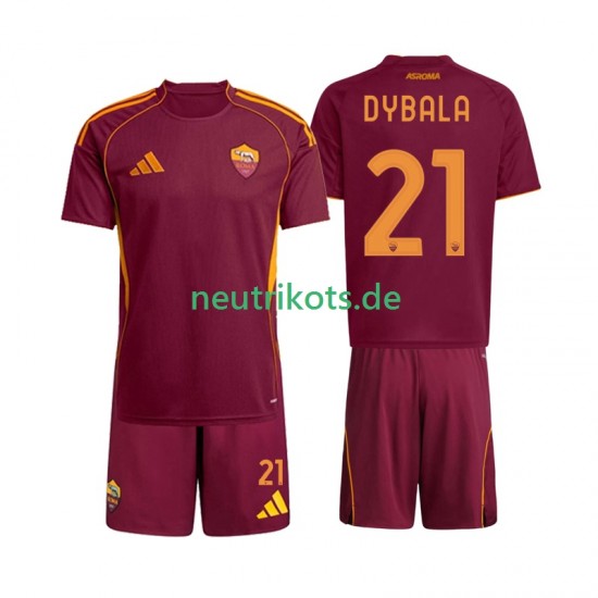 Fußballtrikot AS Rom Dybala 21 Kinder Heim 2025-2026 Kurzarm