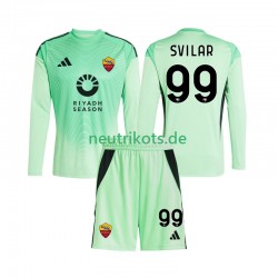 Fußballtrikot AS Rom Mile Svilar 99 Torwart Kinder Auswärts Viertes 2025-2026 Langarm