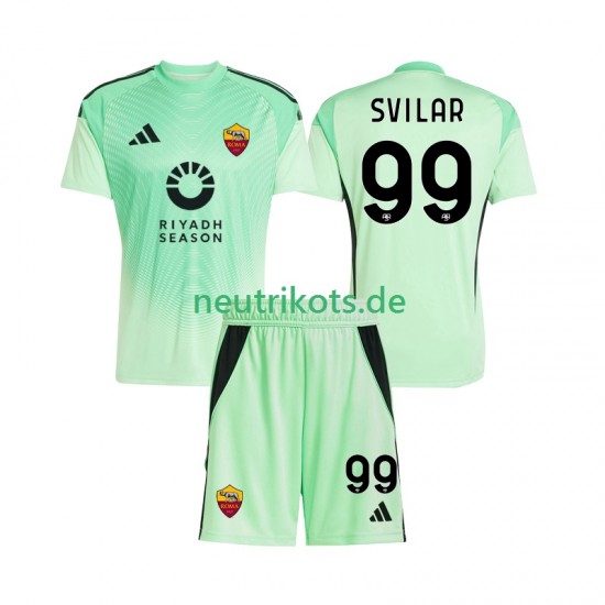 Fußballtrikot AS Rom Mile Svilar 99 Torwart Kinder Auswärts Viertes 2025-2026 Kurzarm
