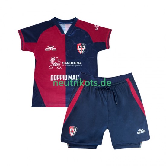 Fußballtrikot Cagliari Kinder Heim 2025-2026 Kurzarm