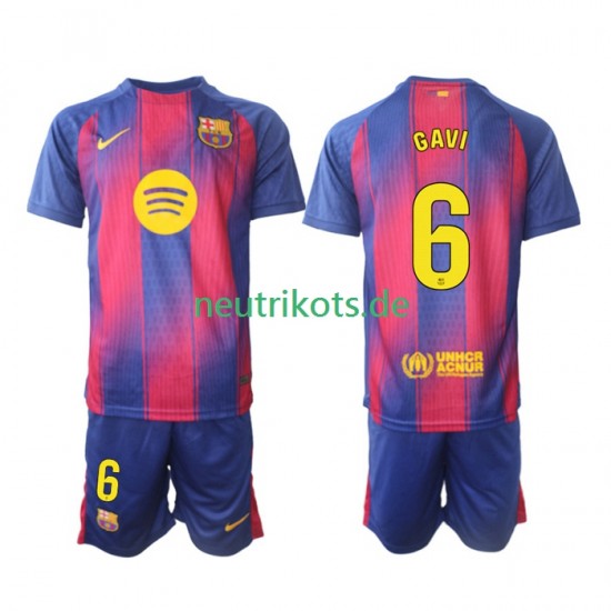 Fußballtrikot FC Barcelona Gavi 6 Kinder Heim 2025-2026 Kurzarm