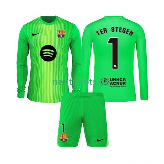 Fußballtrikot FC Barcelona Ter Stegen 1 Torwart Kinder Heim 2025-2026 Langarm